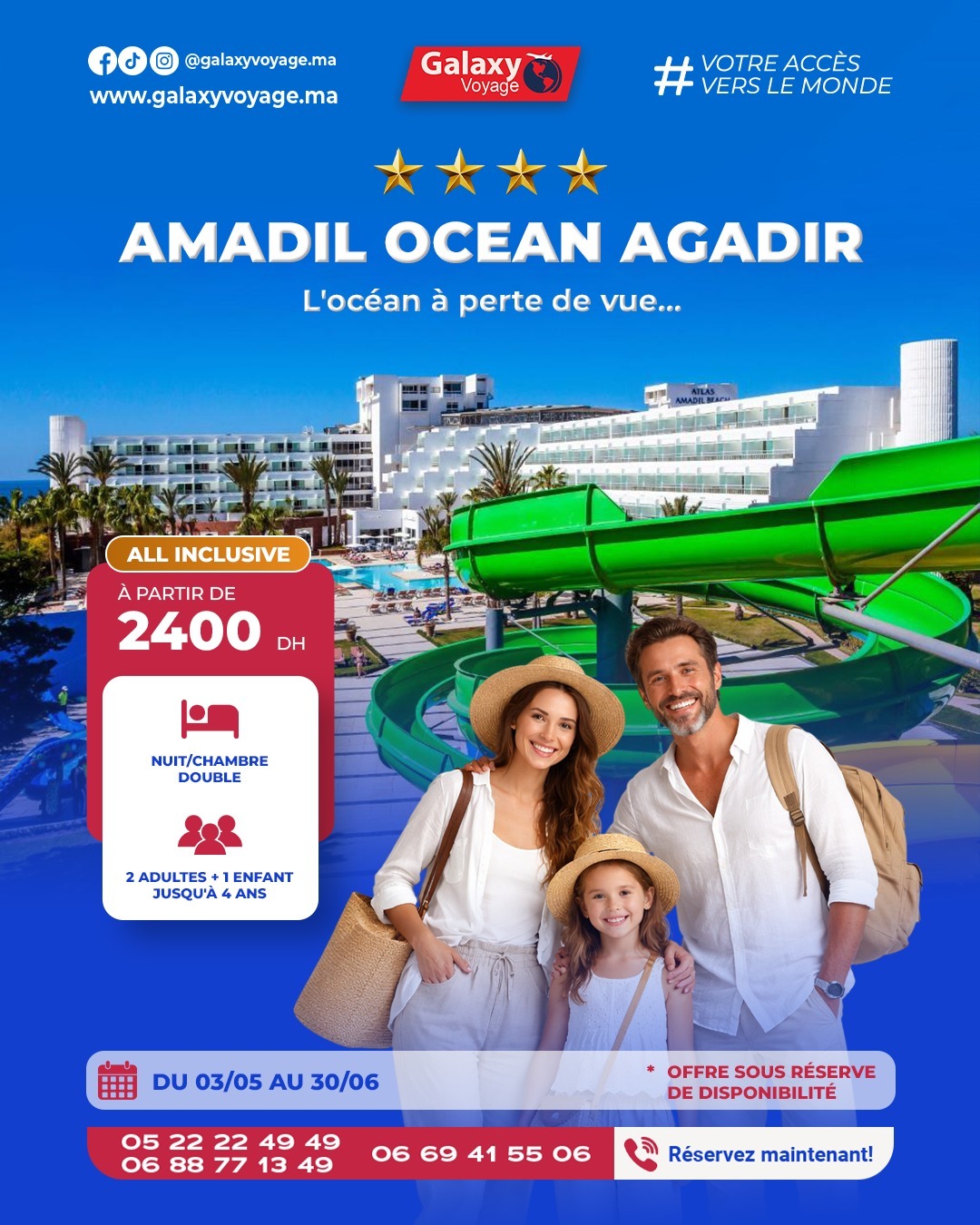 Séjour de rêve à Agadir à l’Hôtel Amadil Ocean Club 4★ avec Galaxy Voyage Casablanca